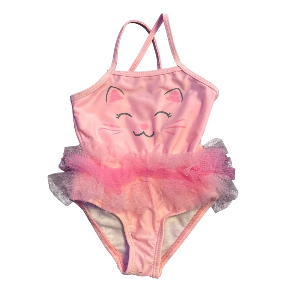 Healthtex Cat Tutu One Piece Swimsuit Mineral Pink Size 6-9M